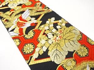 アンティーク　鳳凰に桐・花亀甲模様織り出し袋帯（材料）